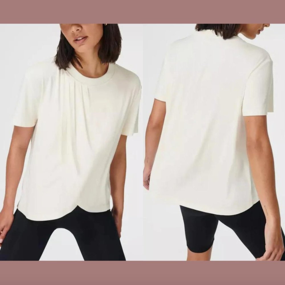 NWT Sweaty Betty [ Large‎ ] Tori Short Sleeve Tee Top in Alabaster White #5874